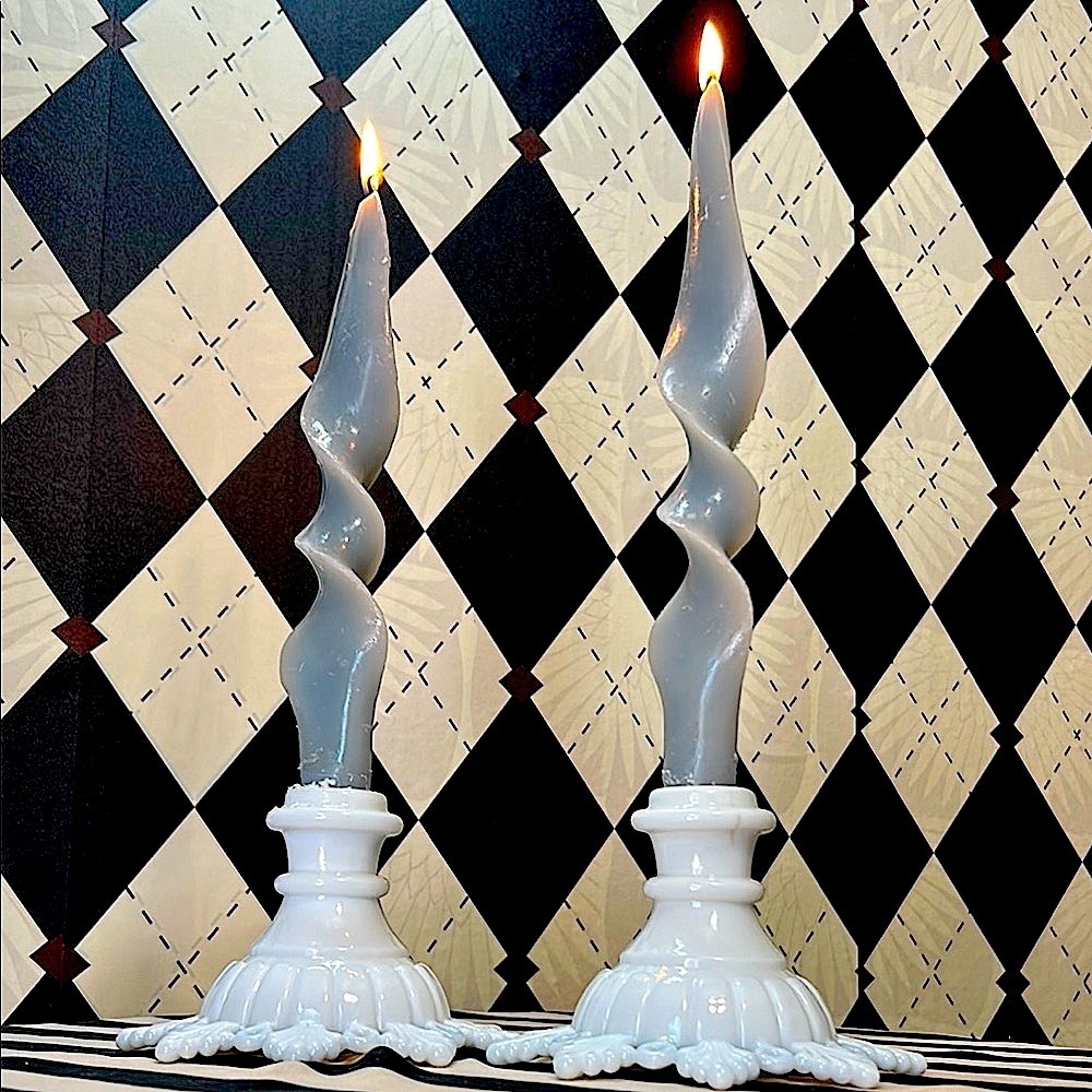 Elegant Milk Glass White Candle Holders Vintage